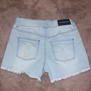 Calvin Klein Jeans light blue denim cutoff jean shorts adjustable waist youth 8